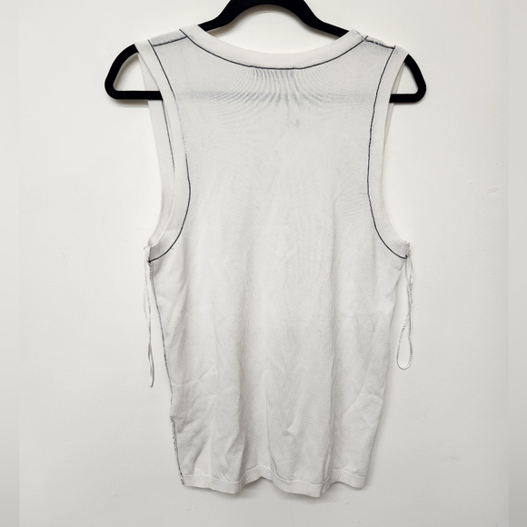 Zara Tank Top XL Black Trim White Ribbed Dad Style Y2K Grunge Everyday Stylish - Picture 2 of 6